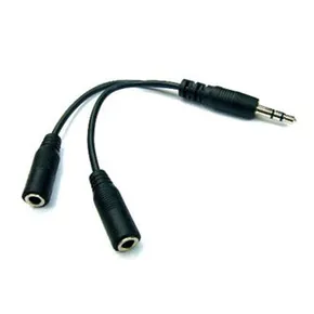 Hangelosztó, Jack (3,5 mm) M-Jack (3,5 mm) 2x F, 0,2, sztereó, fekete, kábellel